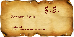 Zerbes Erik névjegykártya